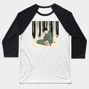 Anime style man sitting in forest Baseball T-Shirt